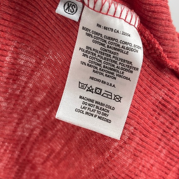 T.la Anthropologie red thermal Y2k boho cotton short sleeve tee size xs - Picture 7 of 12